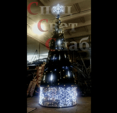 Световая Уличная Ёлка 4 м Зеленая с макушкой